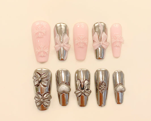 シルバーリボン × ピンクブロッサム